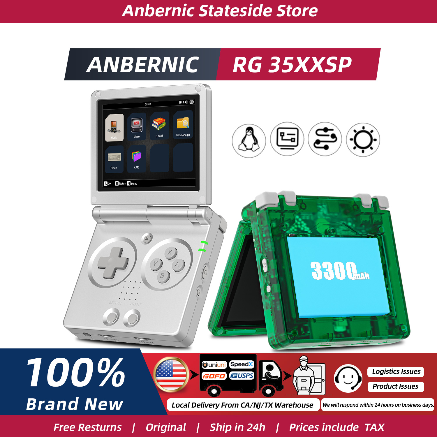 Gaming Console Years - ANBERNIC RG35XXSP FILP Konsola Retro z